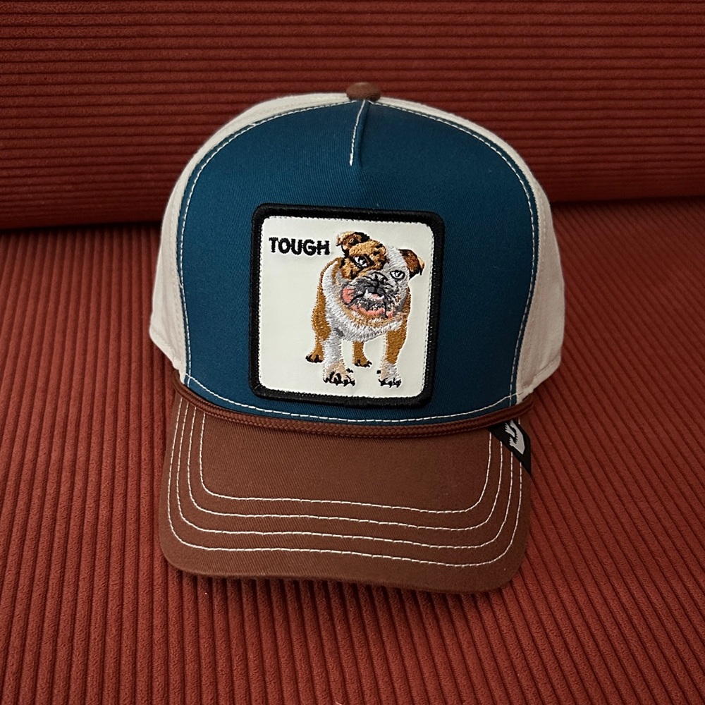 Goorin Bros Blue and Brown Bulldog Trucker Hat